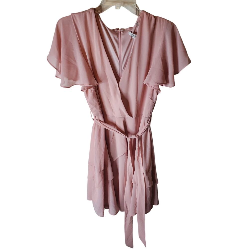 Love Tree Pink Ruffle Belted Dress, Large